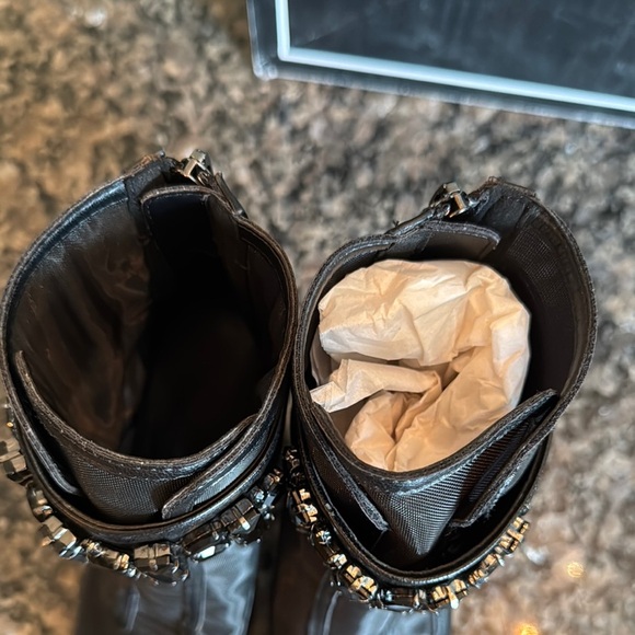 Karl Lagerfeld Black mesh Heeled Boots with Peep-Toe Design NWT 5.5 - Picture 15 of 16